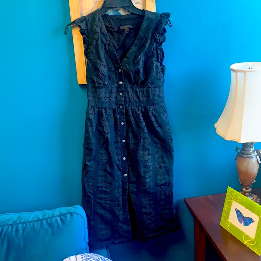 J.crew navy eyelet dress Sz 8